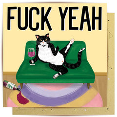 Chilling Yeah Cheeky Cat Greeting Card