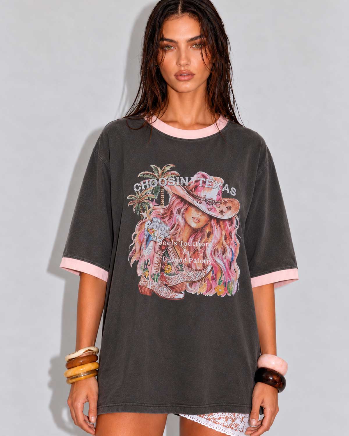 Choosin' Texas Cowgirl Charcoal Tee By Coco Cartel