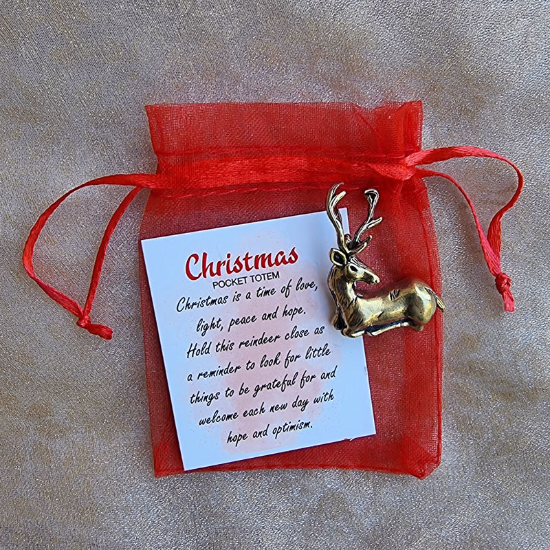 Christmas Reindeer Pocket Totem - Love, Light, Peace & Hope