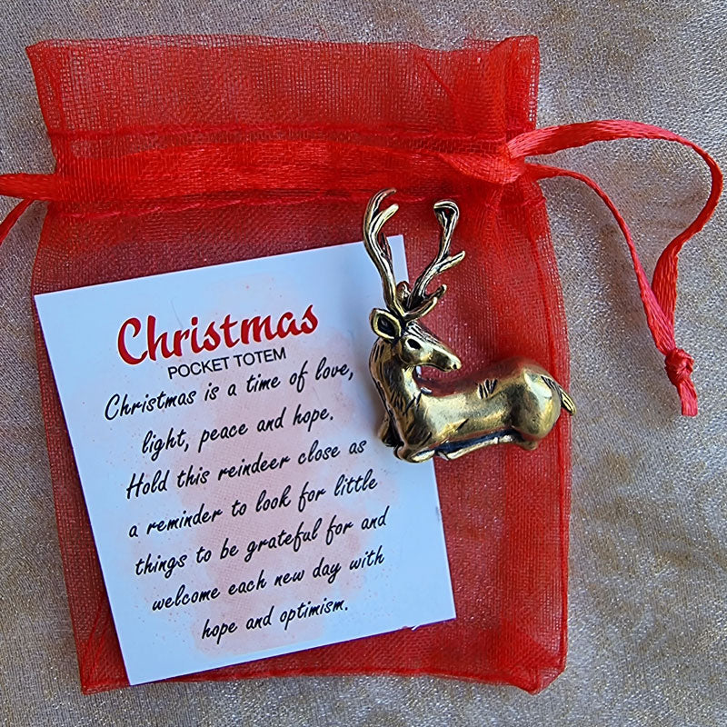 Christmas Reindeer Pocket Totem - Love, Light, Peace & Hope