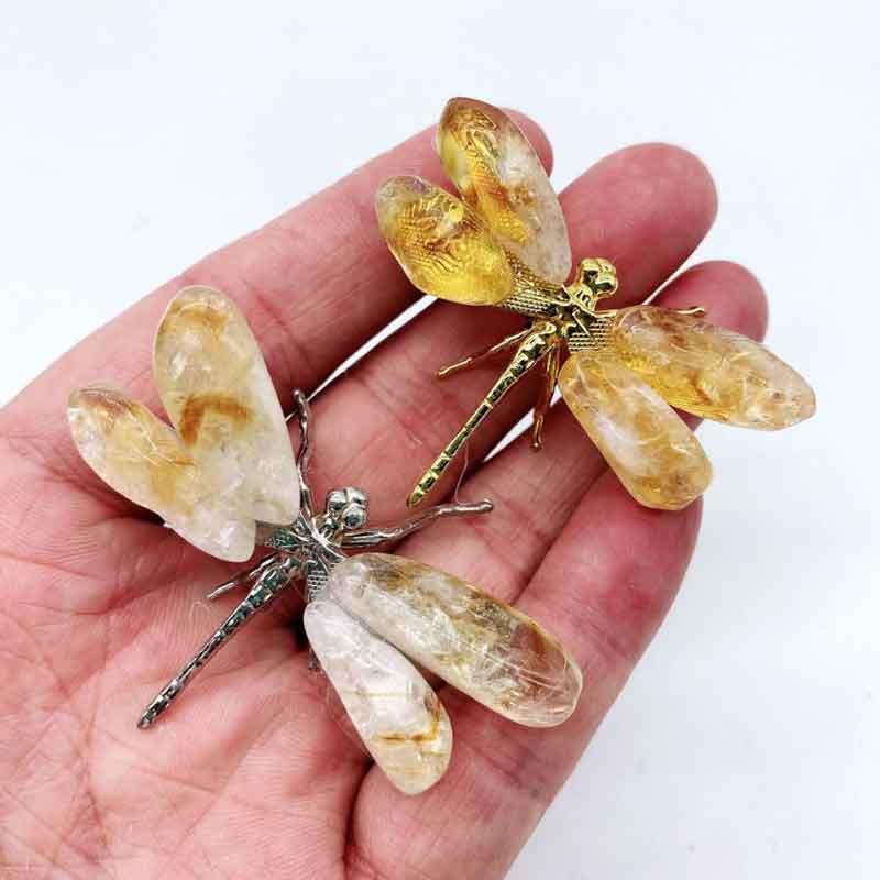 Citrine Pocket Crystal Dragonfly  - Energy  & Success