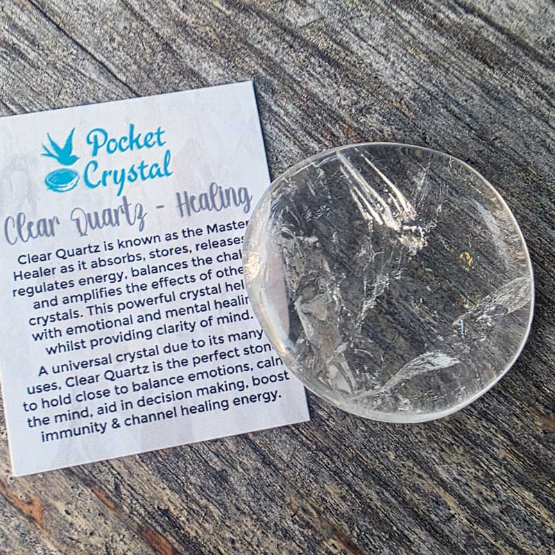 Clear Quartz Pocket Crystal Palm Stone - Healing