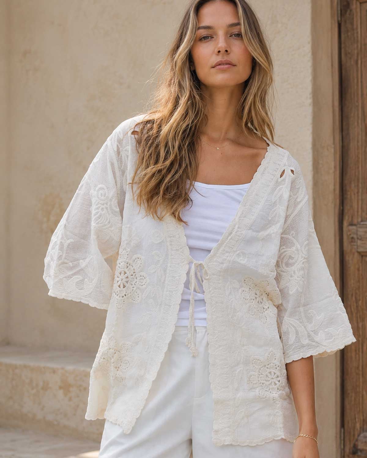 Coastal Dreaming Embroidered Kimono