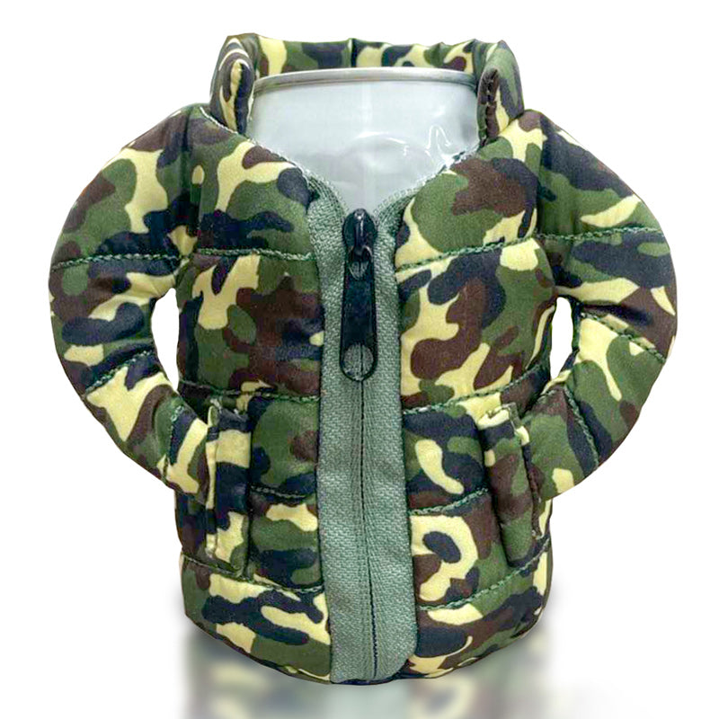 Coatie Puffer Jacket Stubby Holder Fun Gift - Camouflage