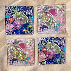 Set of 4 Glass Coasters - Colourful Ocean