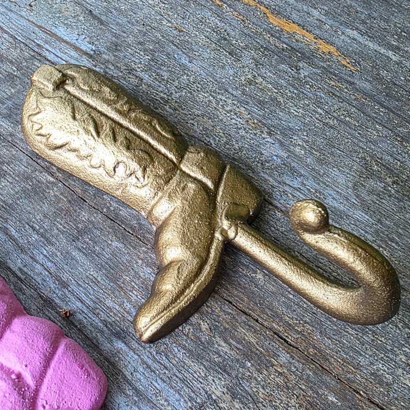 Cowboy Boot Wall Hook - Gold