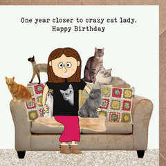 Lucy Loves Life Card - Crazy Cat Lady