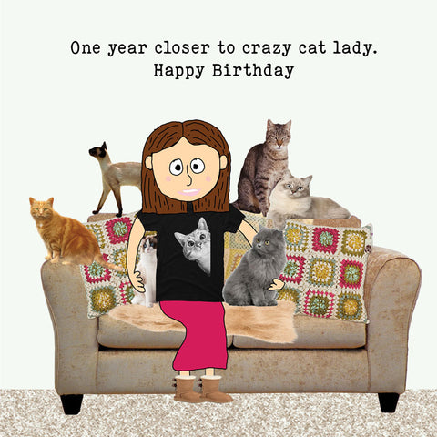 Lucy Loves Life Card - Crazy Cat Lady