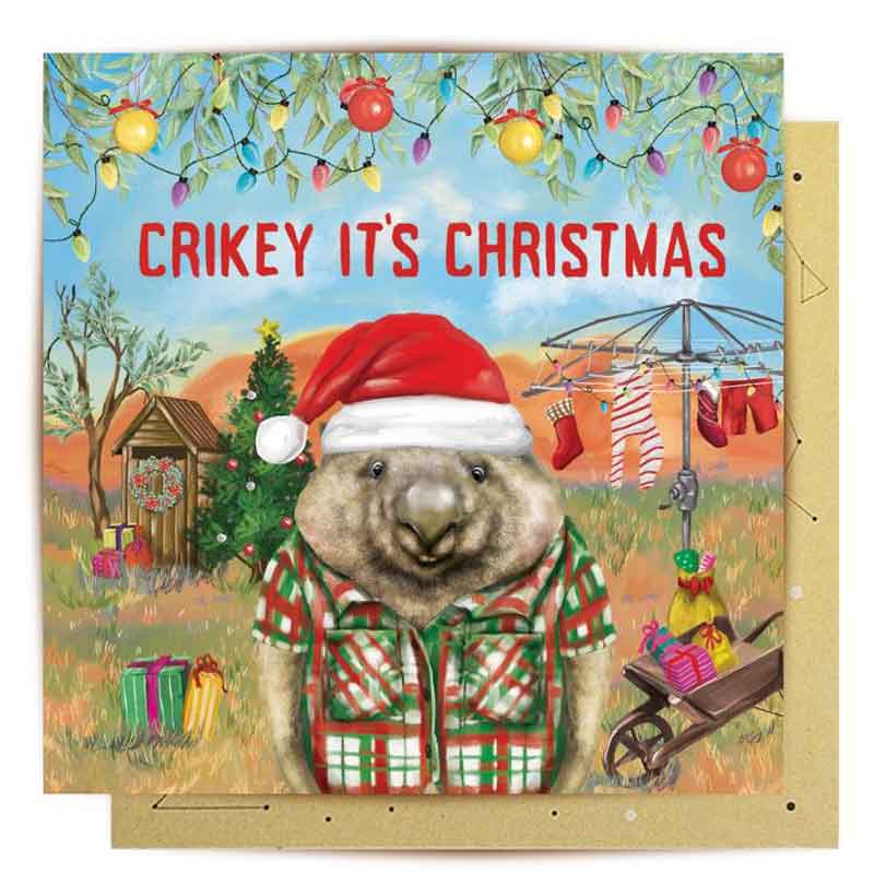 Crikey It's Christmas Wombat Greeting Card