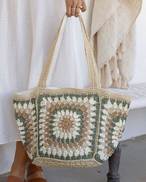 Sandy Shores Crochet Tote Bag – Sage & Natural