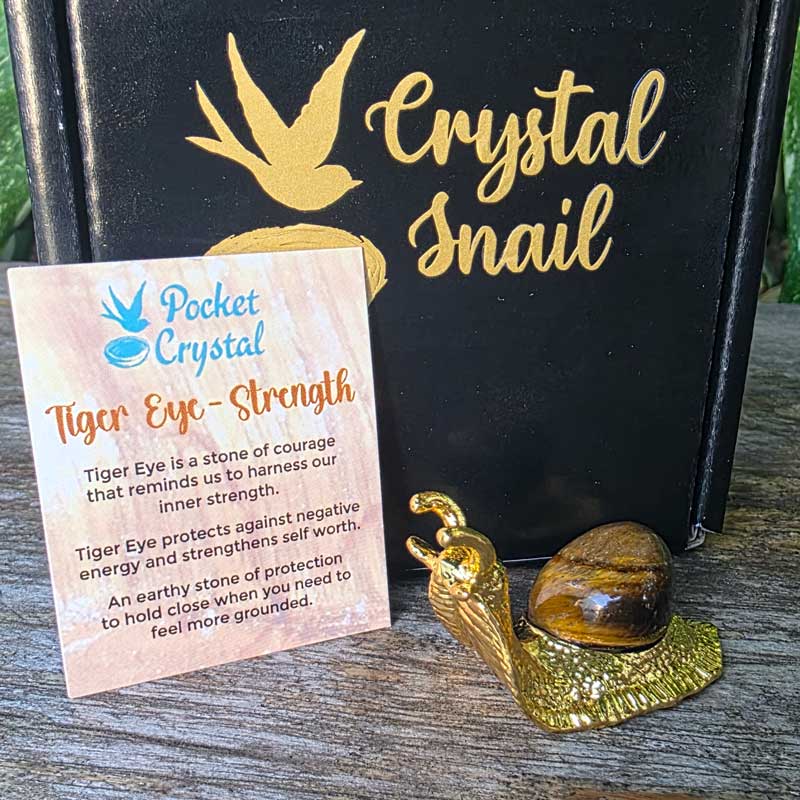 Crystal Snail - Tiger Eye Strength (Gold)