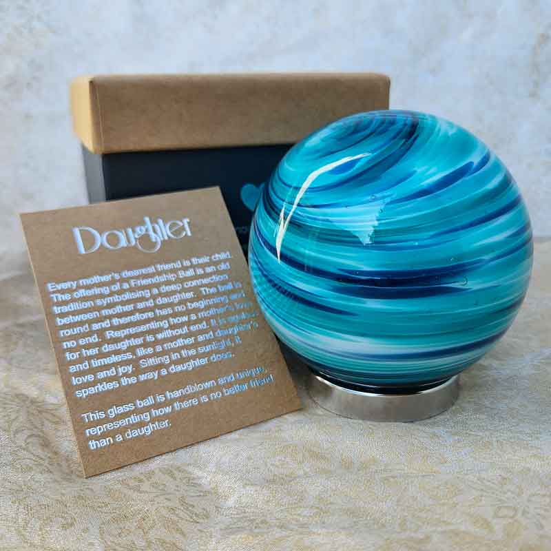 Daughter Friendship Ball Turquoise Swirls