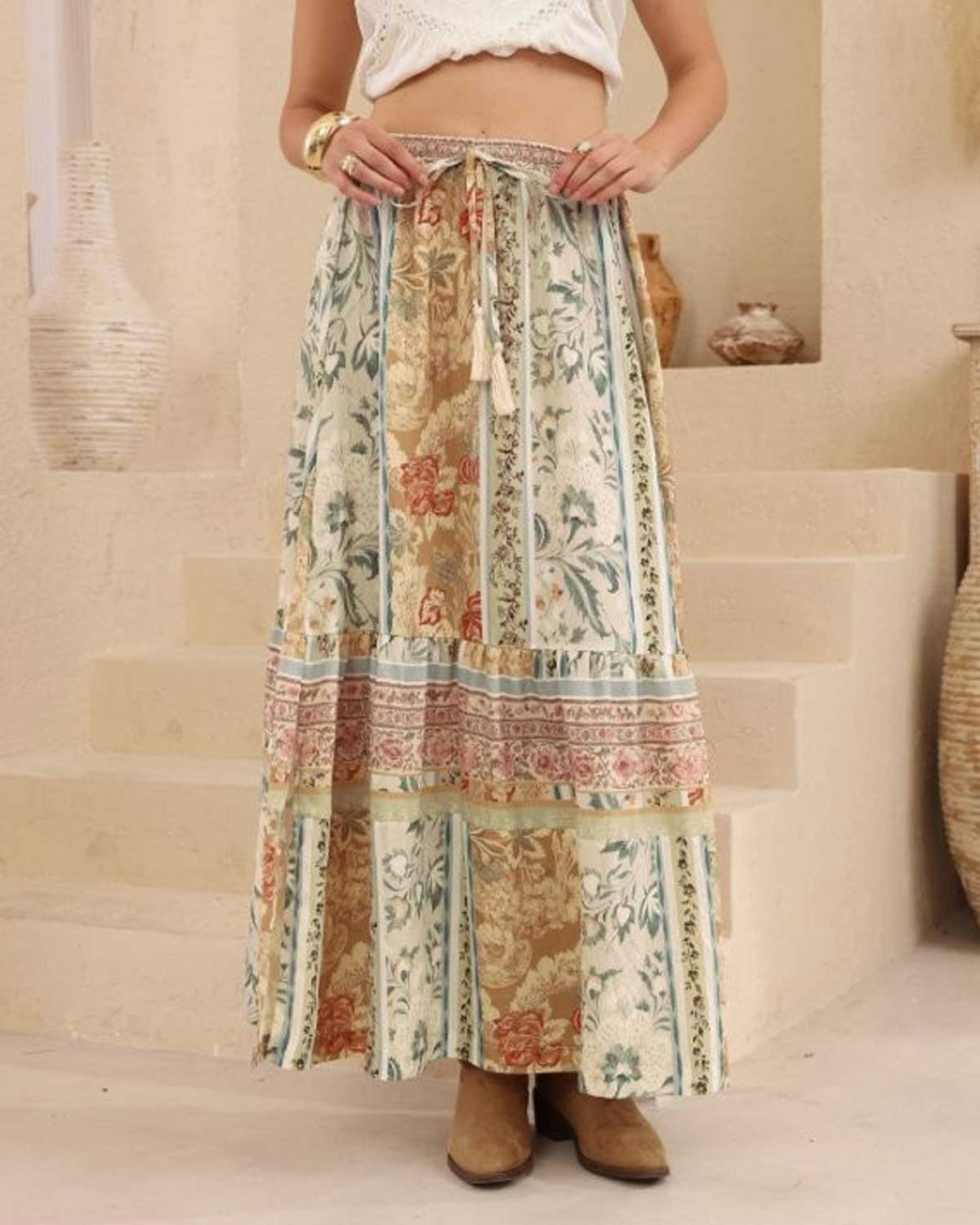 Delilah Botanical Print Maxi Skirt