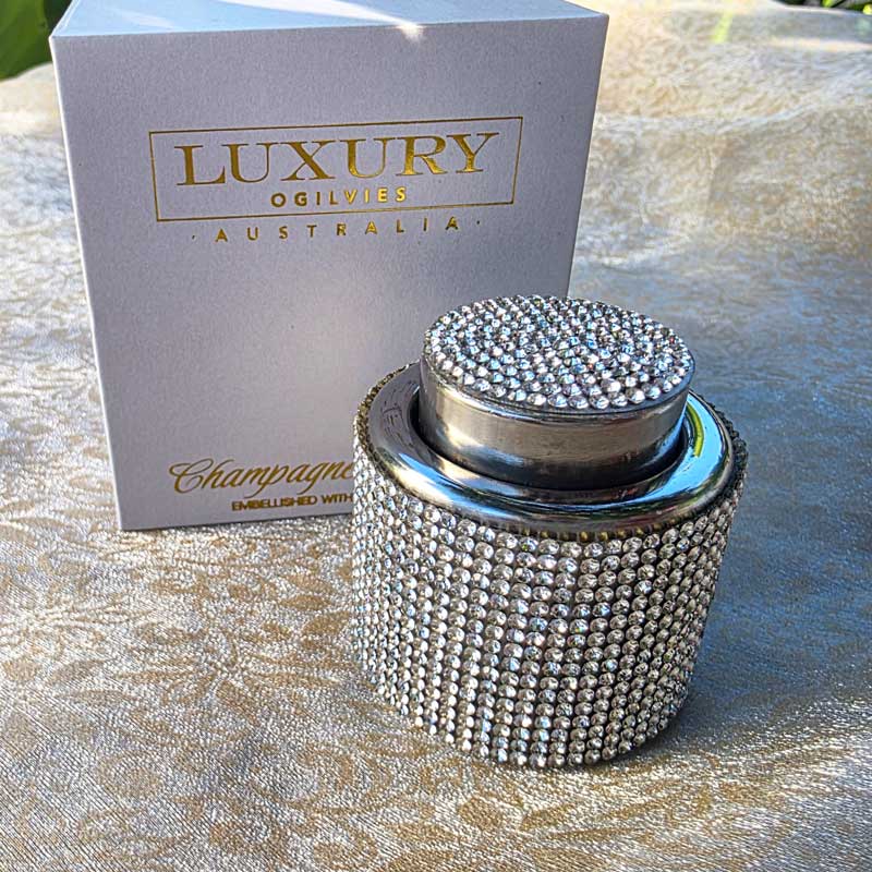 Diamonte Champagne Stopper Gift Boxed - Silver