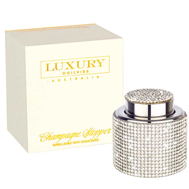 Diamonte Champagne Stopper Gift Boxed - Silver