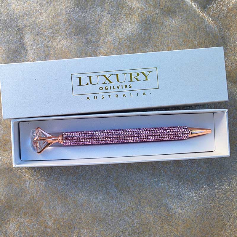 Diamonte & Jewel Pen Gift Boxed - Pink