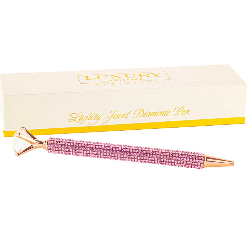 Diamonte & Jewel Pen Gift Boxed - Pink