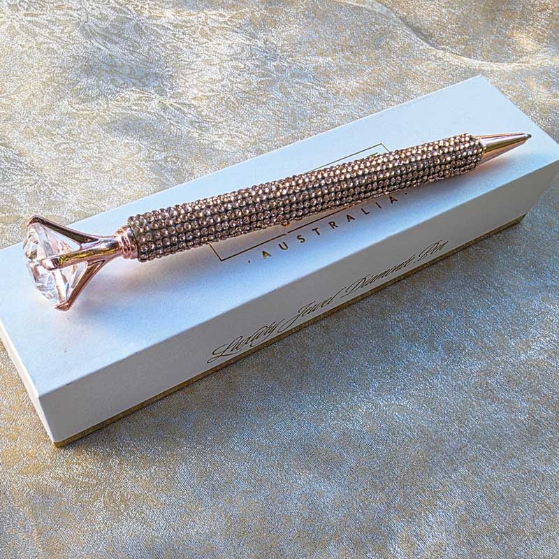Diamonte & Jewel Pen Gift Boxed - Rose Gold