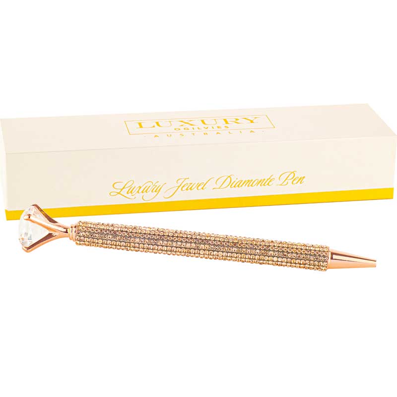 Diamonte & Jewel Pen Gift Boxed - Rose Gold