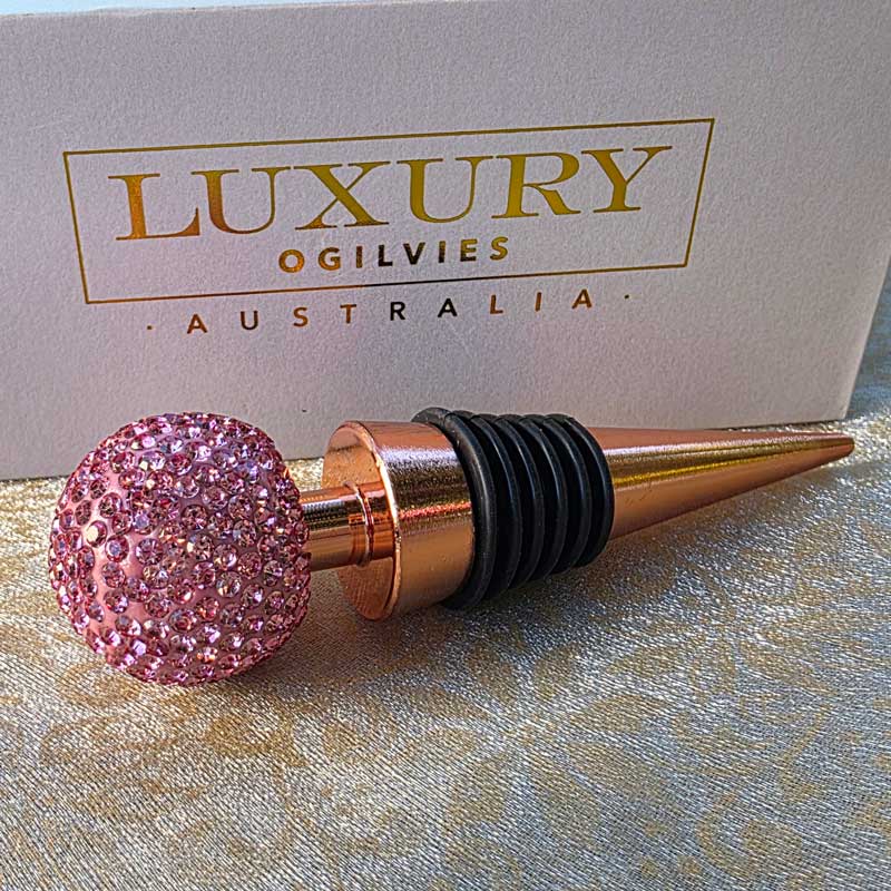 Diamonte Wine Stopper Gift Boxed - Pink