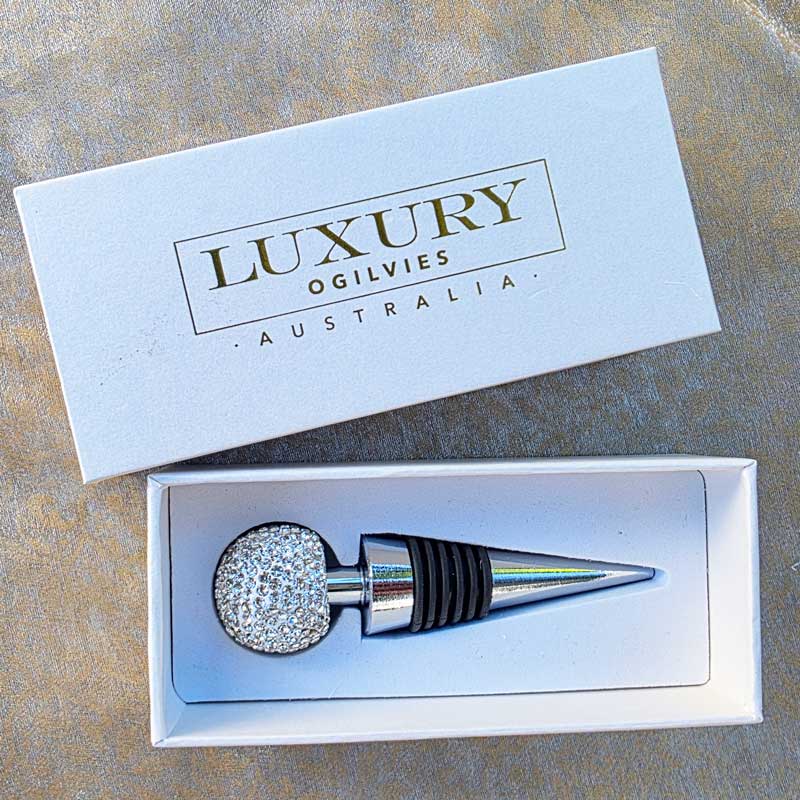 Diamonte Wine Stopper Gift Boxed - Silver