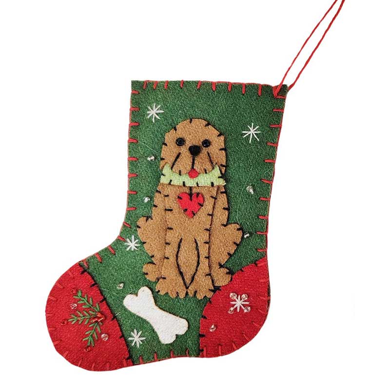 Mini Christmas Stocking Hanging Decoration - Dog