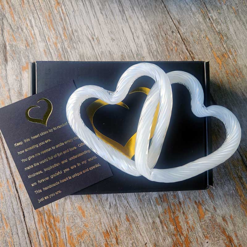 Double Glass Heart  - White