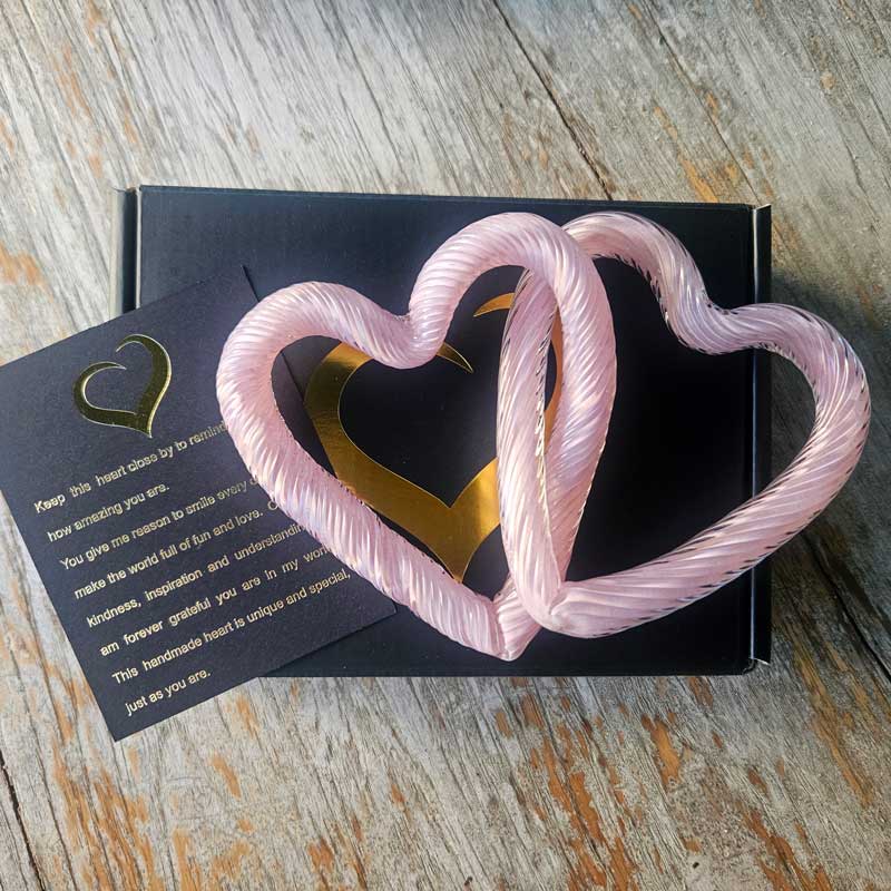 Double Glass Heart  - Pink