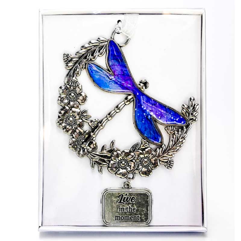 Dragonfly Live In The Moment Hanging Decoration - Gift Boxed