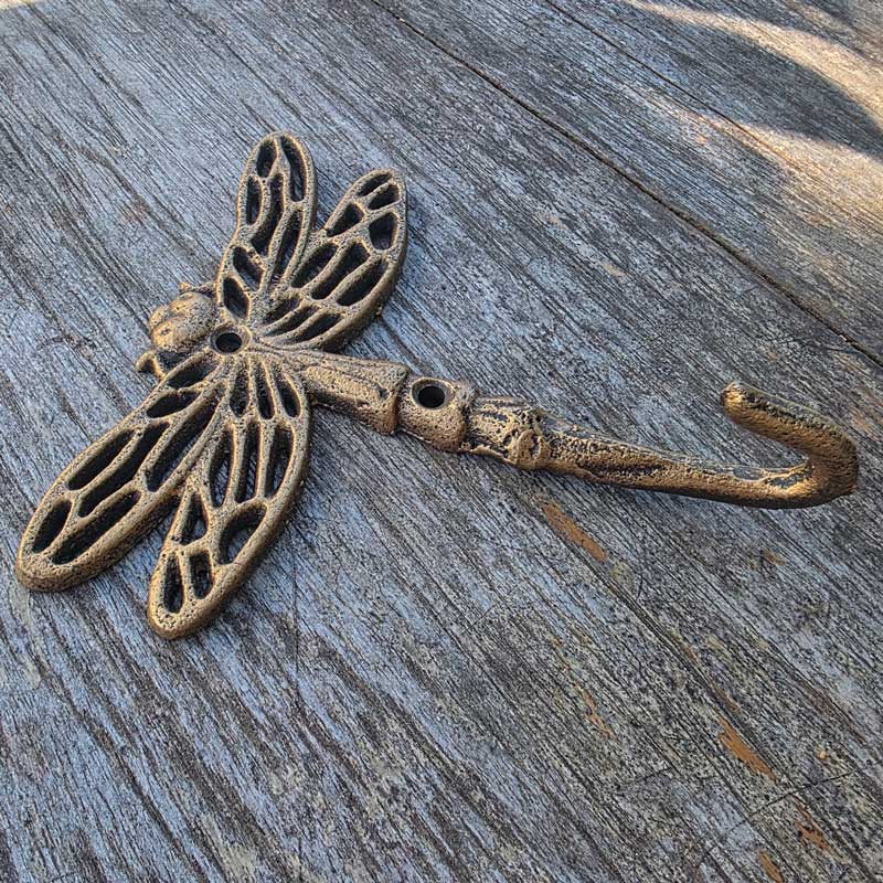 Dragonfly Wall Hook - Gold Vintage