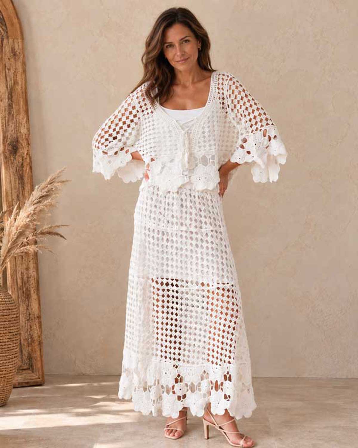 Dream Weaver Crochet Two Piece Set - White