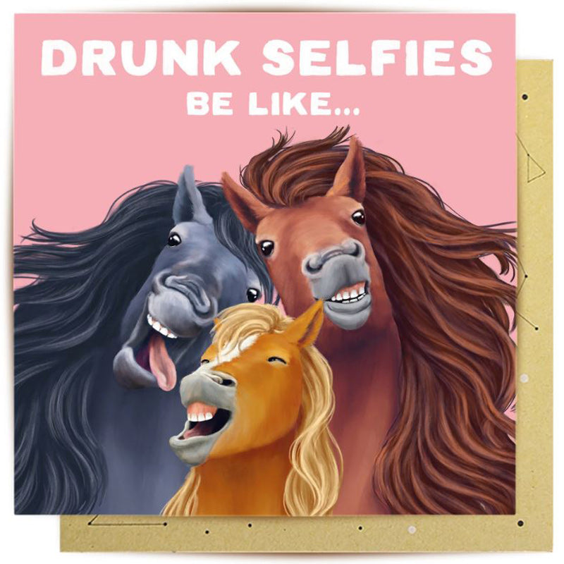 Horses Selfie Greeting Card