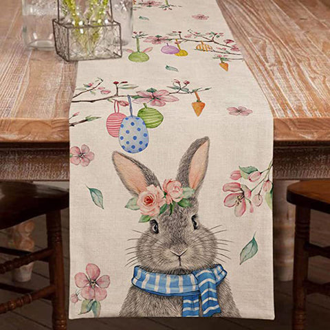 Grey Easter Bunny Table Runner