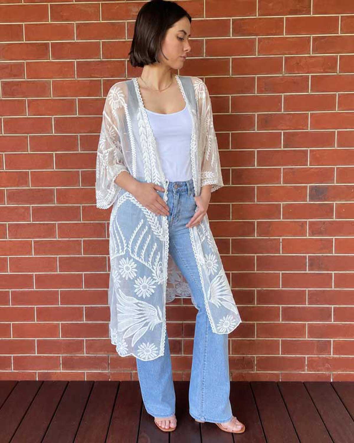 Wanderlust Lace Kimono – Natural