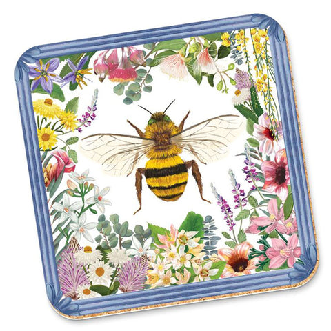 Enchanted Garden Bee Cork Backed Coaster