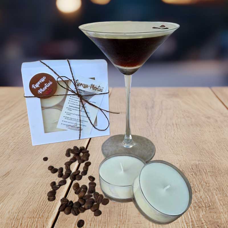 Espresso Martini Cocktail Soy Maxi Tealight Candles - Set of 4