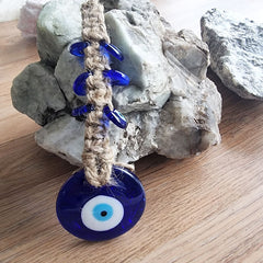 Evil Eye Glass Woven Hanging Ornament