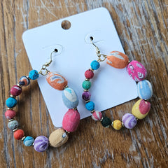 Recycled Fabric Circle Handcrafted Earrings
