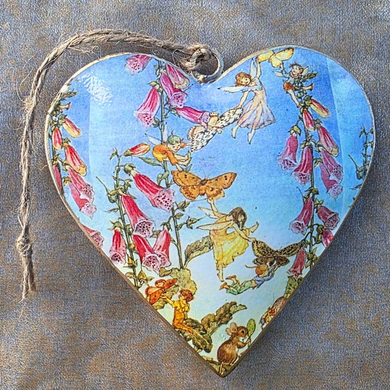 Fairies And Butterflies Metal Heart Ornament