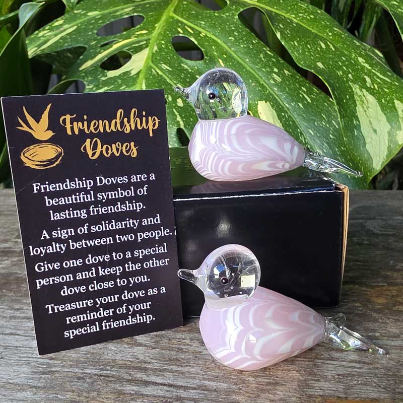 Friendship Doves (Handmade Glass) - Fairy Floss Pink