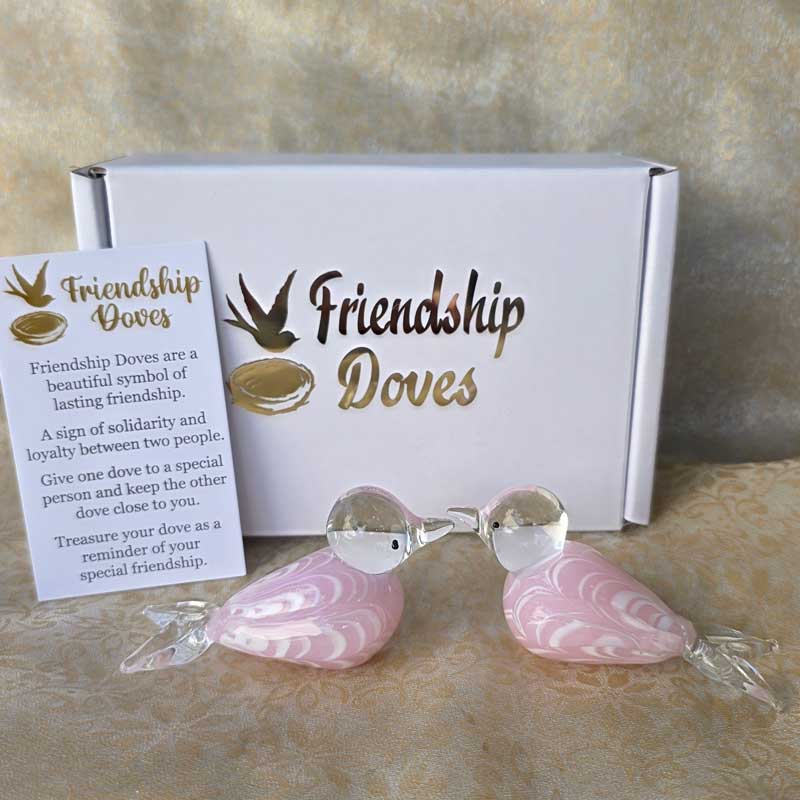 Friendship Doves (Handmade Glass) - Fairy Floss Pink