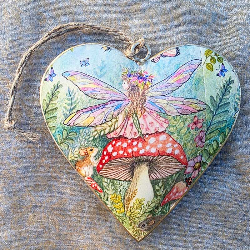 Rainbow Fairy Metal Heart Ornament