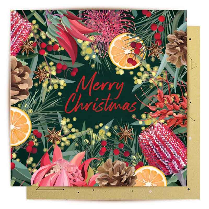 Festive Florals Christmas Greeting Card