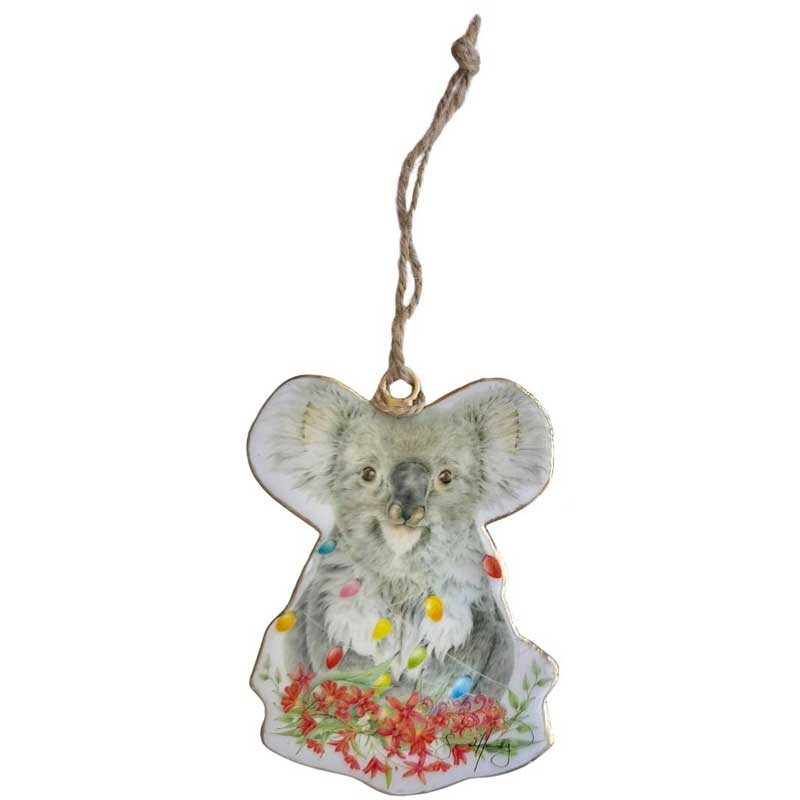 Hanging Koala Christmas Decoration - Tangled Lights