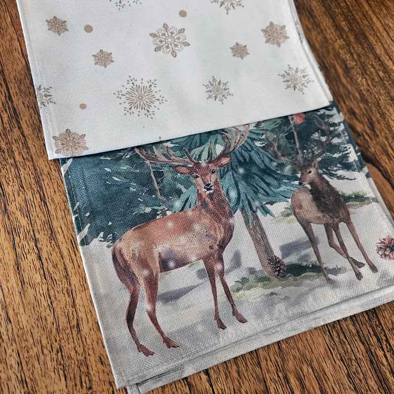 Christmas Table Runner - Reindeer Tree Design