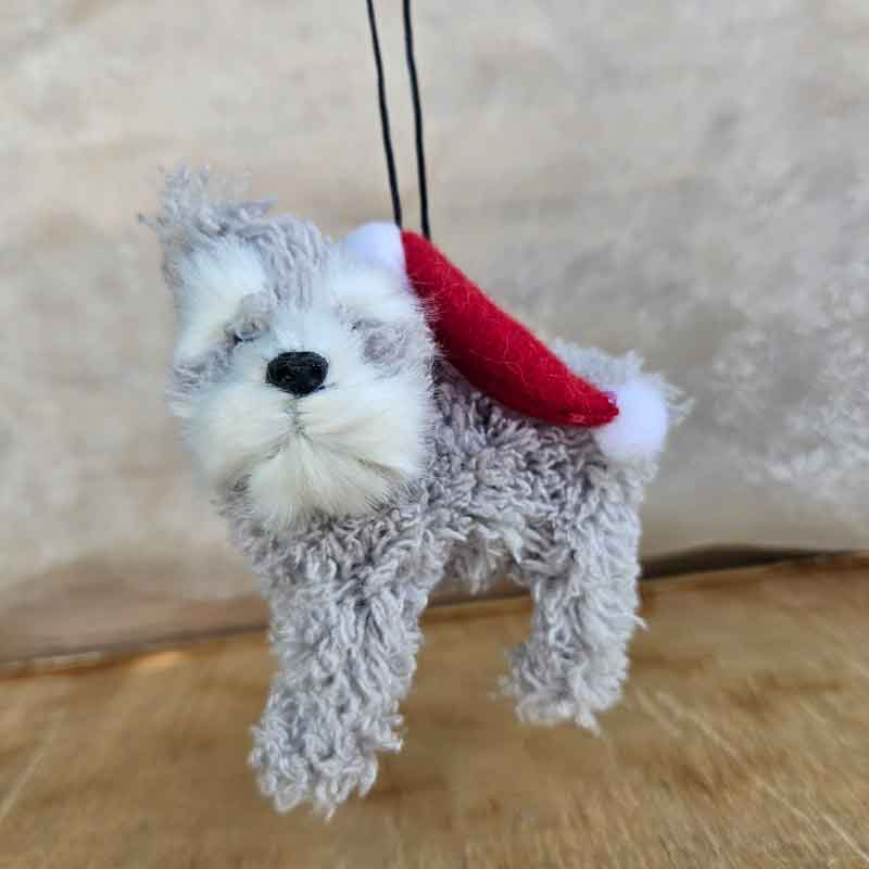 Festive Fluffy Schnauzer Hanging Ornament