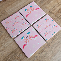 Flamingo Christmas Set of 4 Coasters
