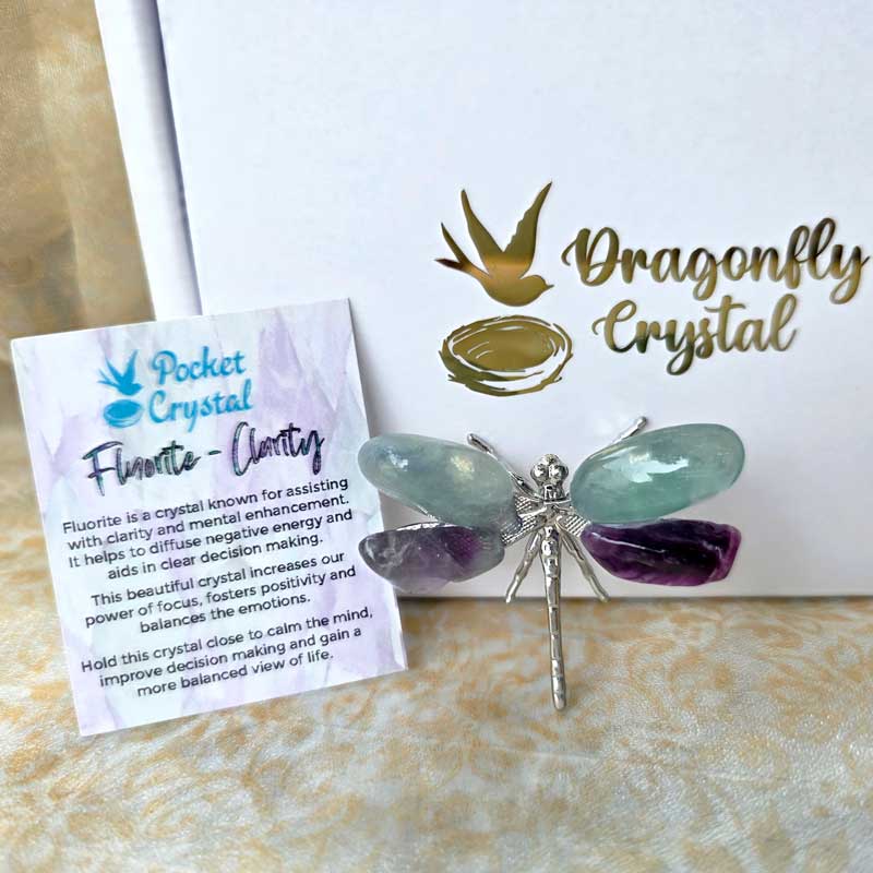 Dragonfly Crystal - Fluorite Clarity (Silver)