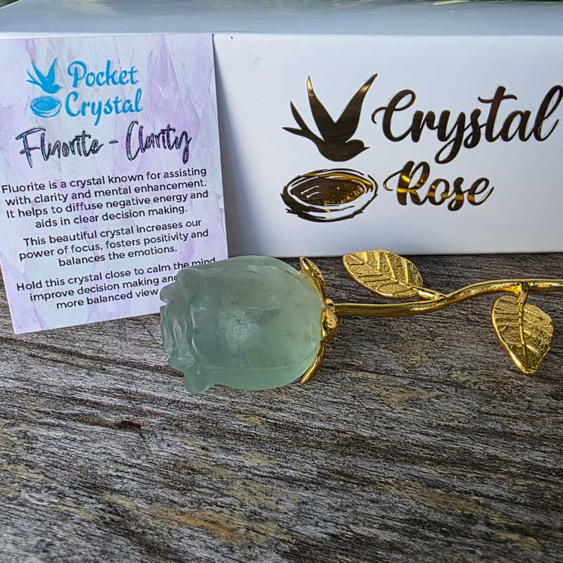 Fluorite Crystal Rose - Clarity (Gold Stem)