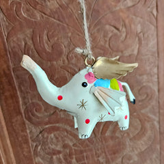Flying Elephant Handmade Metal Hanging Ornament